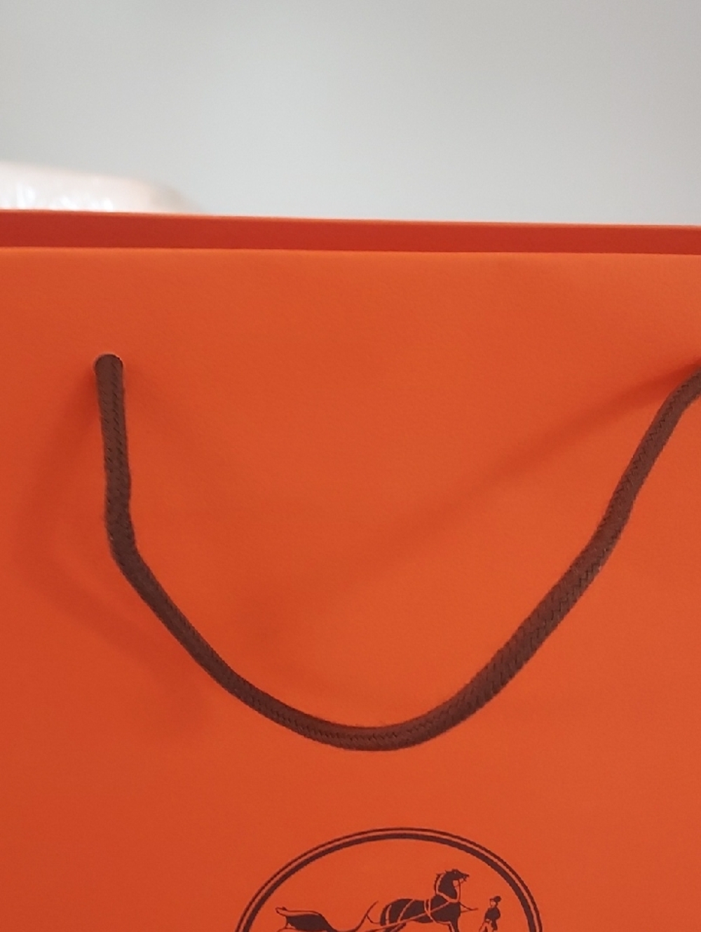 Authentic Hermes Orange Shopping Bag with Brown Rope Handles - Picture 3 of 4